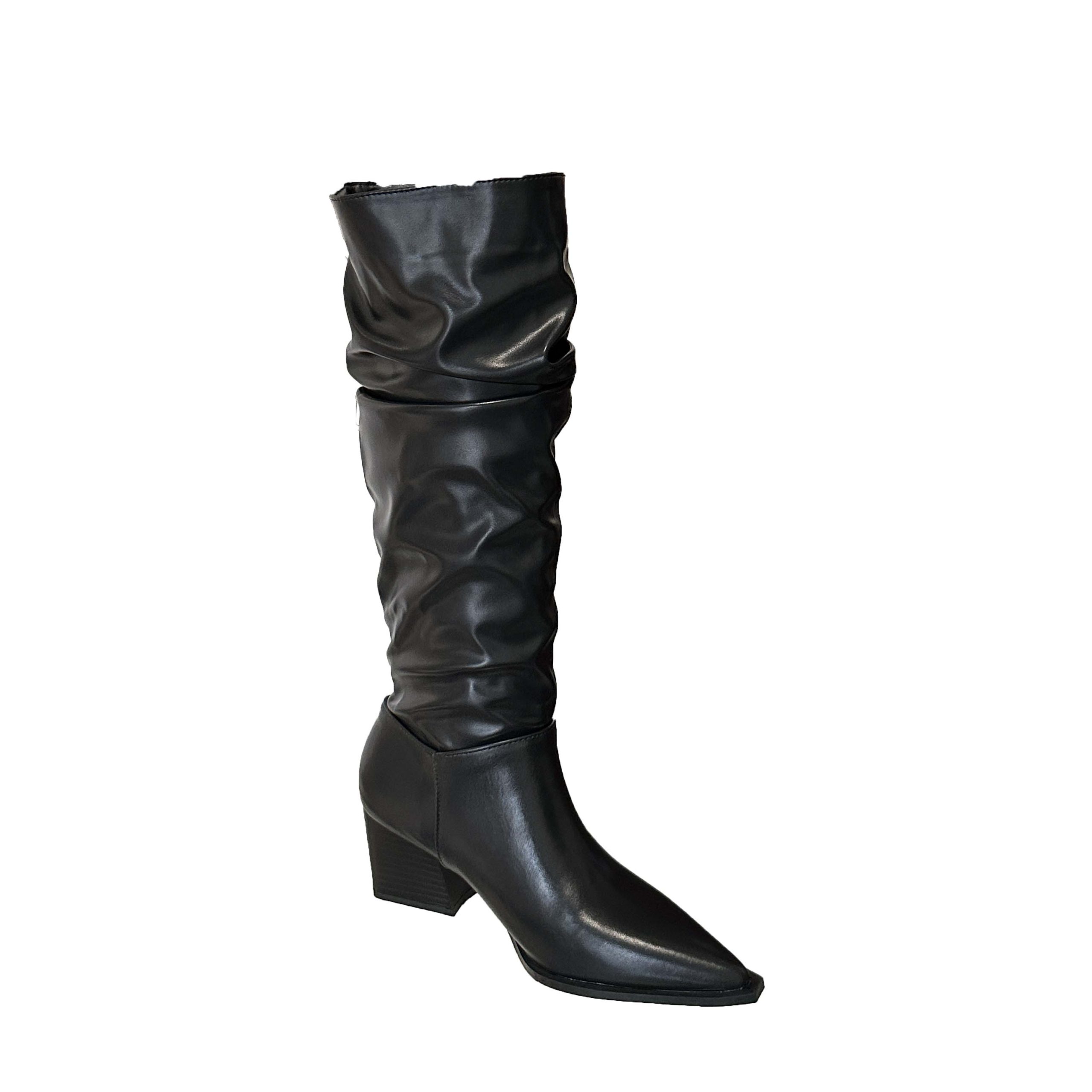 2024 Autumn Pointed Toe Chunky Heel Tall Boots for Women European and American Style Folded Riding Boots Over Knee High Boots - Image 5