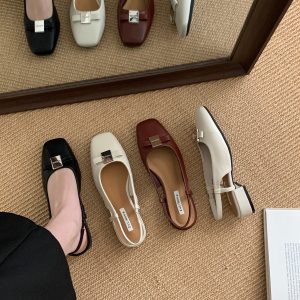 2025 New Style Mary Jane Shoes for Women Low Heel Chunky Heel Slip-on Comfortable Office Elegant Square Toe