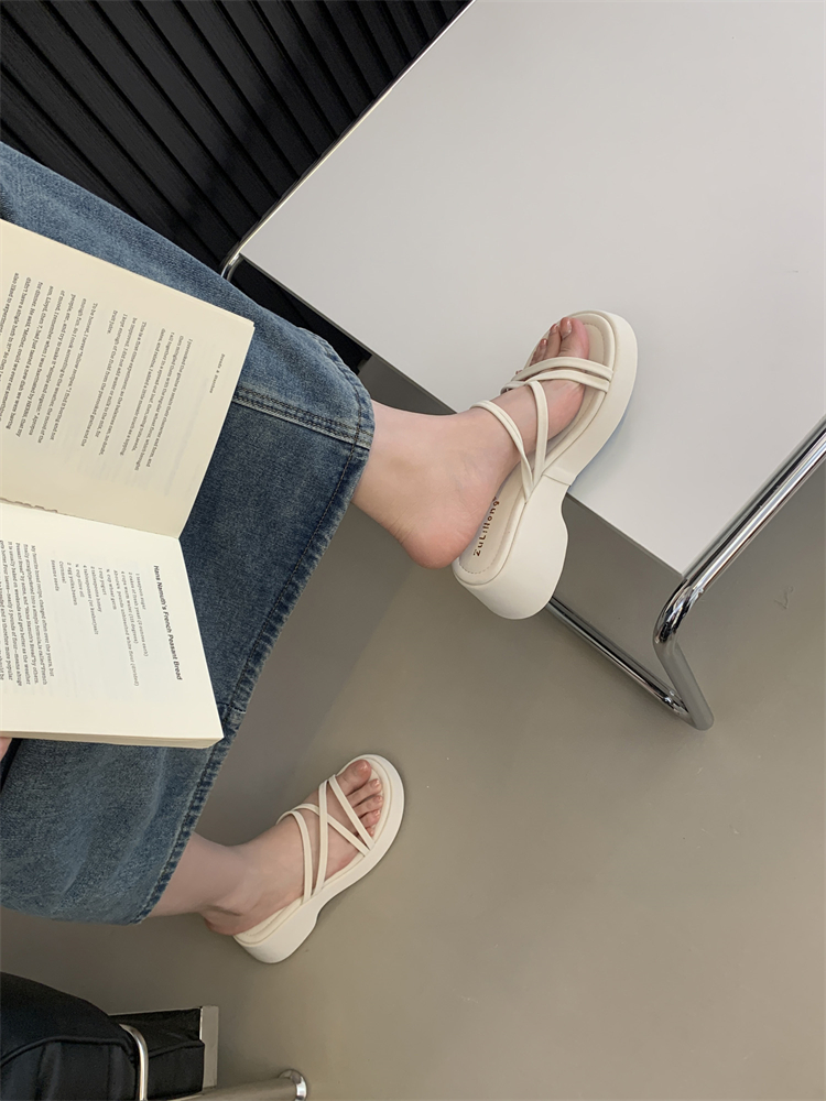 Women's Summer Platform Slippers with Height Increase, Black White Lemon Yellow, Korean Style - Image 2