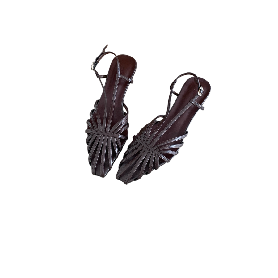 DIAIRIZ Women's Summer Hollow Woven Closed Toe Flat Sandals - Non-slip Comfortable Roman Style - Image 5
